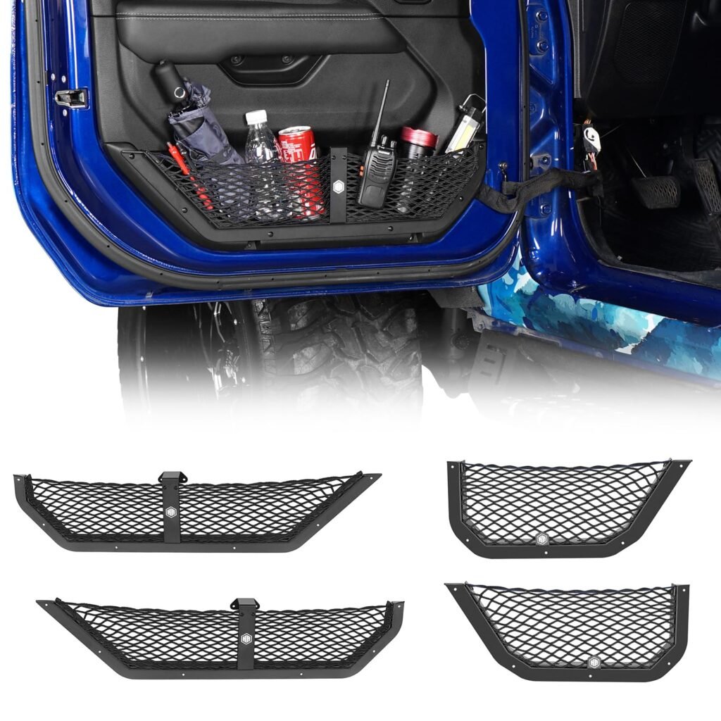 Hooke Road Jeep Wrangler JL/Gladiator JT Door Pockets Storage Net (4 PCS)