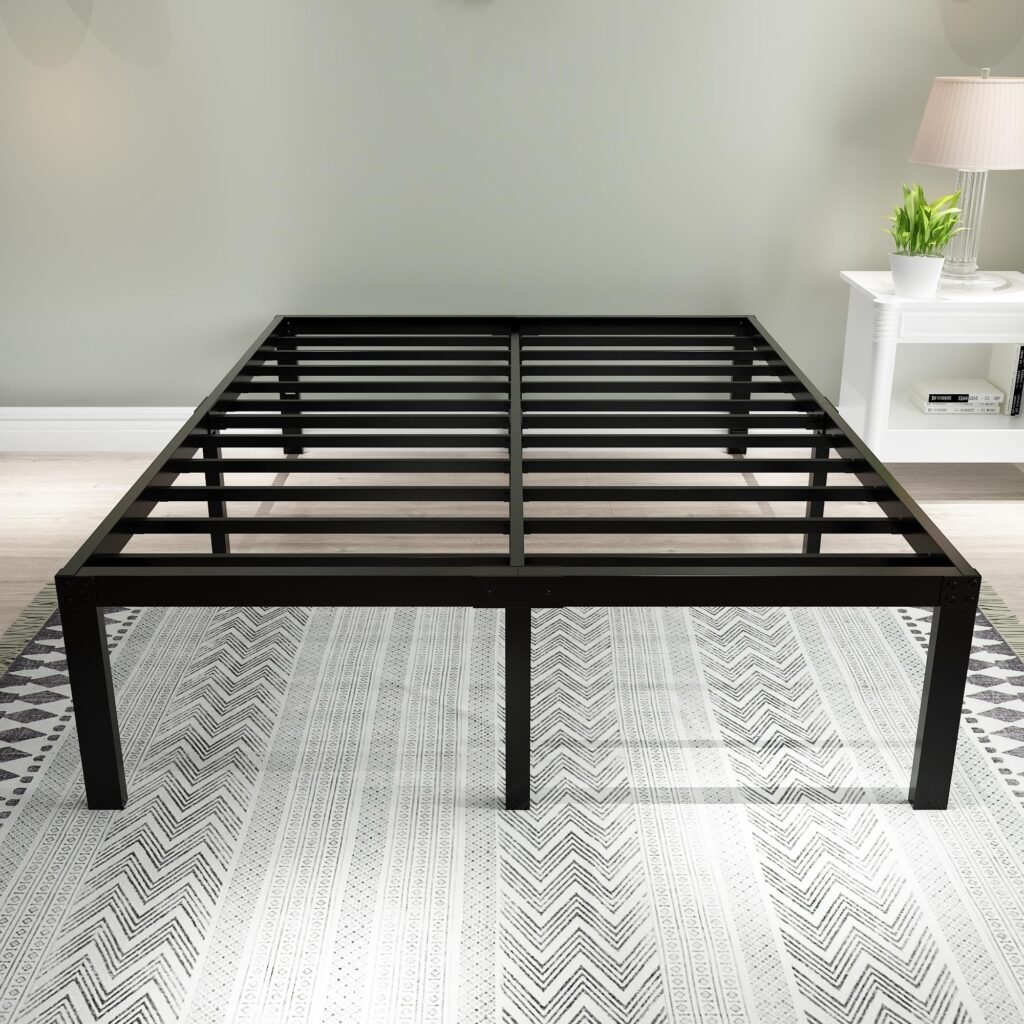 45MinST 3600lbs Heavy Duty Reinforced Platform, 18 Inch Tall Mattress Foundation, Steel Slats