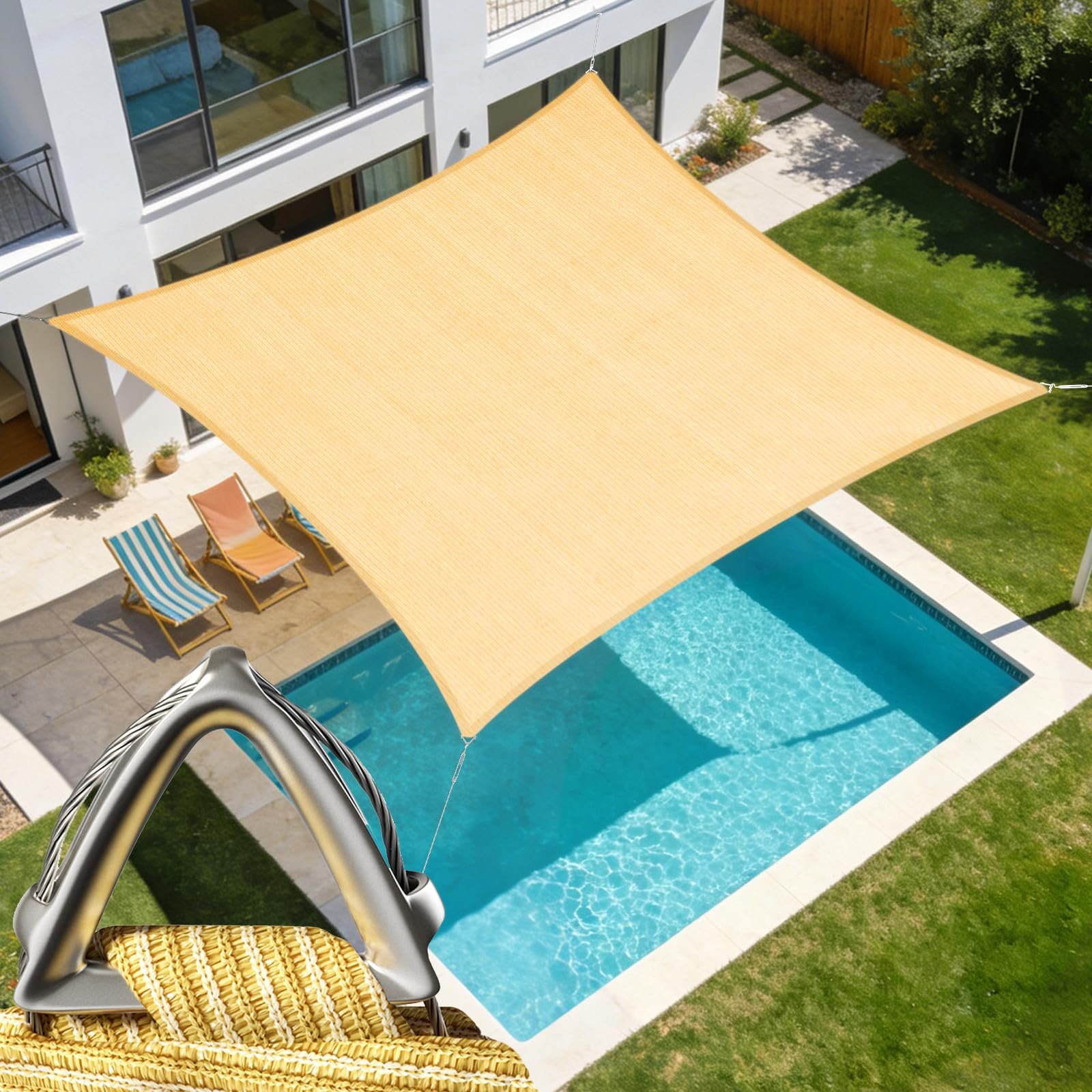 Royal Shade 20' x 20' Beige Square Shade Sail
