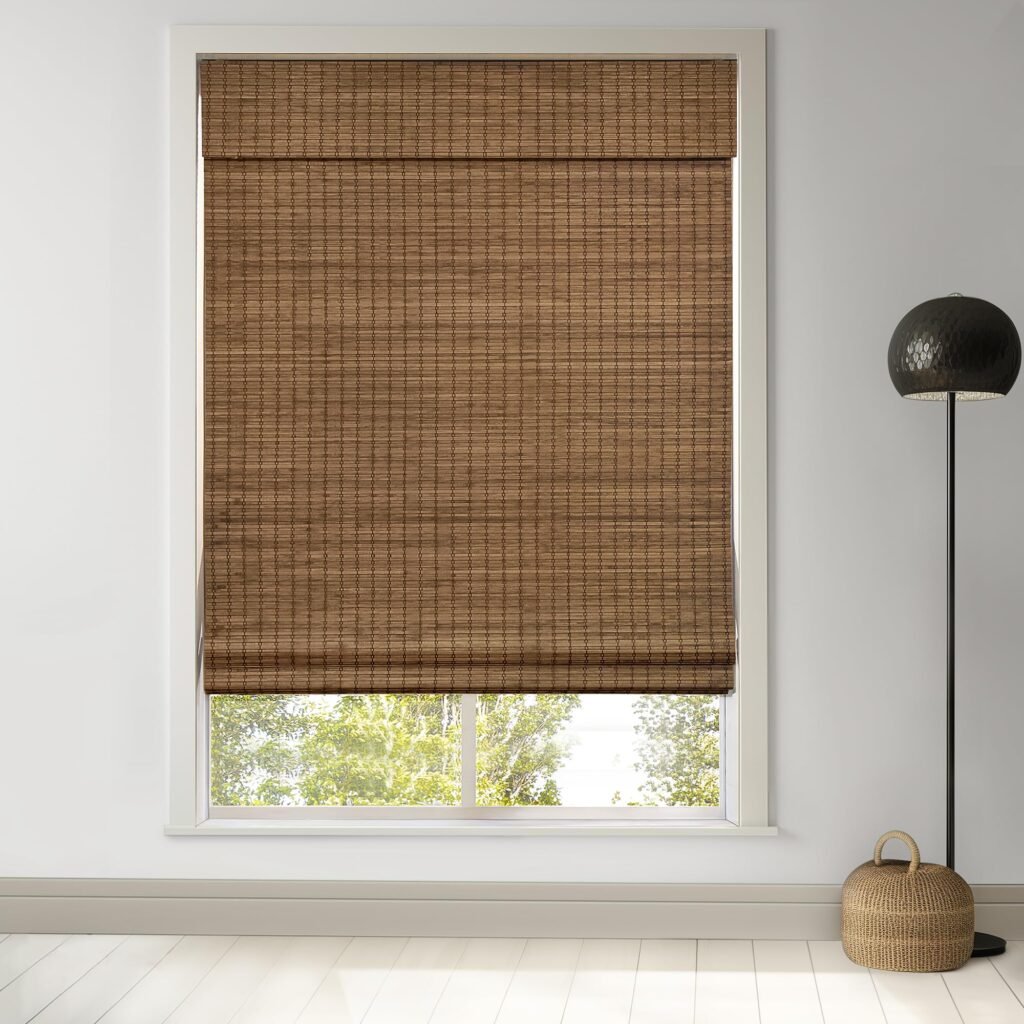 LazBlinds Cordless Bamboo Roman Shades 46.5" W x 48" H