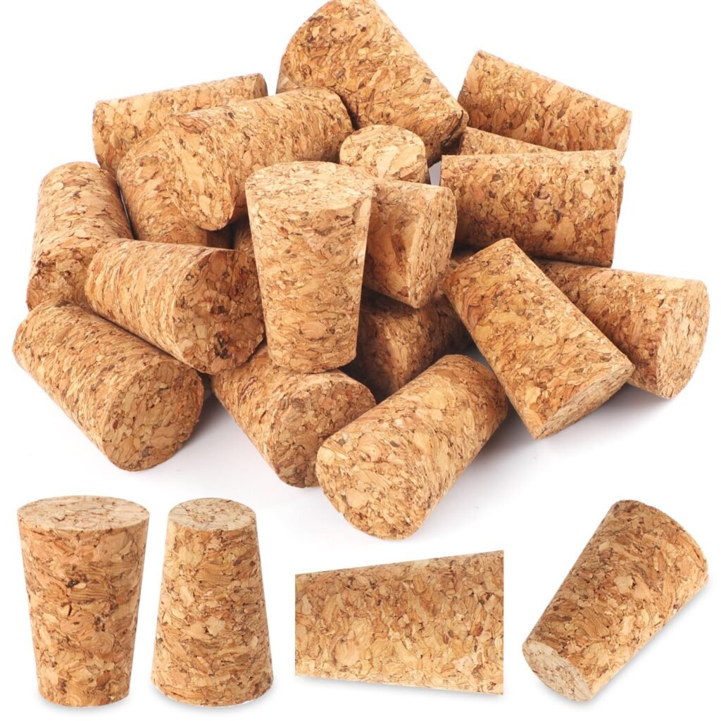 20 Pack Soft Wood Tapered Corks, Leakproof Plugs for Wine, Beer & Liquor Bottles, DIY Crafts 0.940.671.38 In