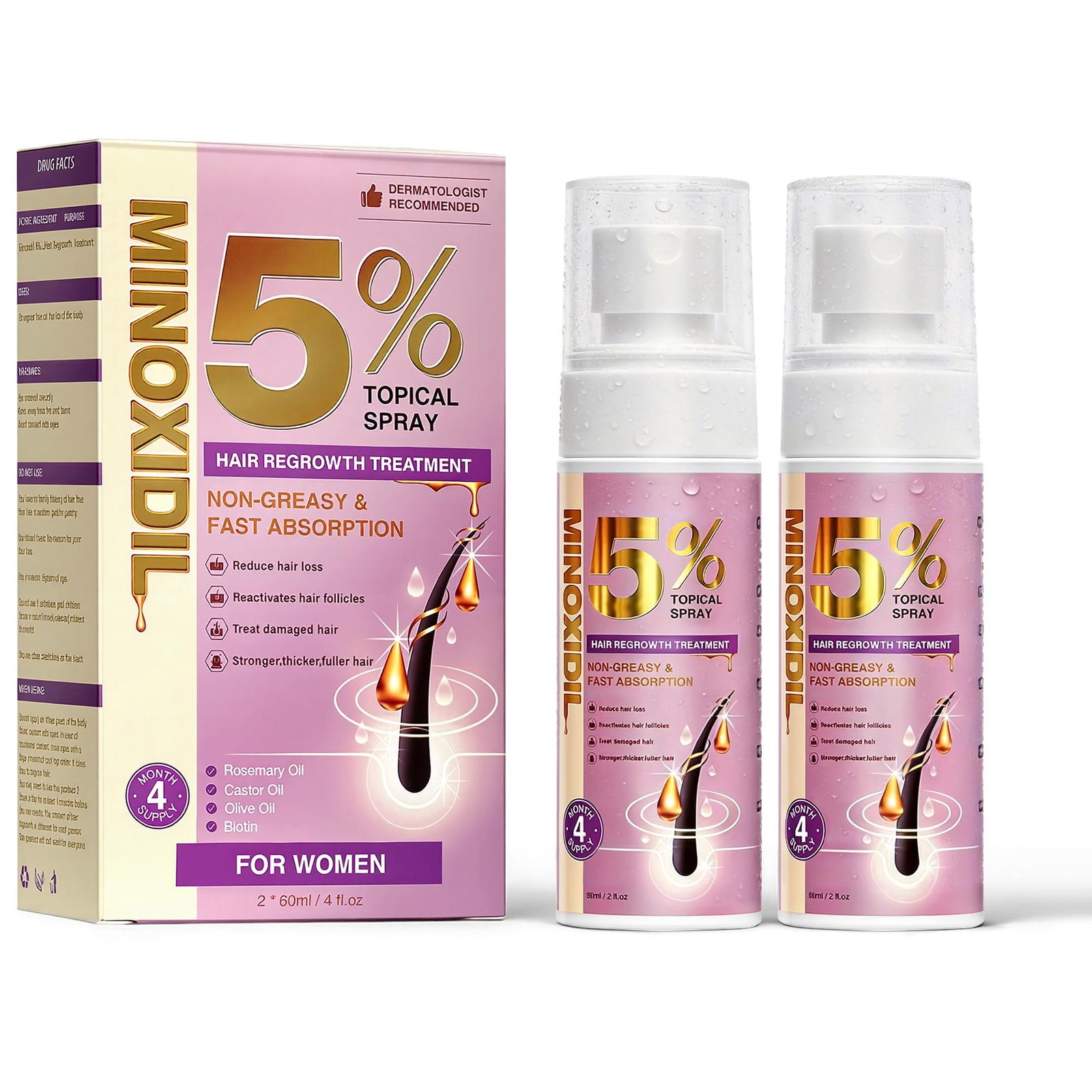 TEHAYSH 5% Minoxidil Hair Regrowth Spray for Women