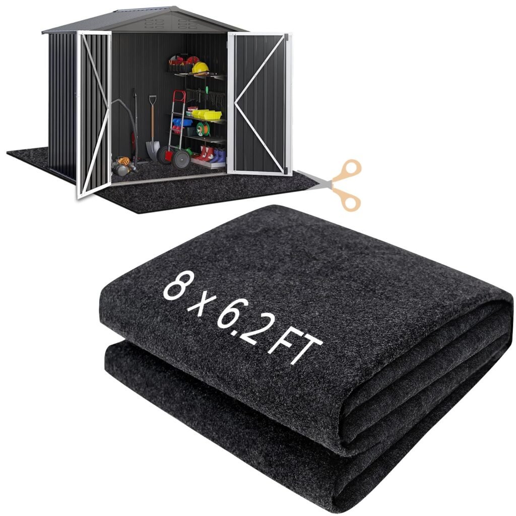 HolyMaji 8 x 6.2 FT Outdoor Storage Shed Floor Mat Waterproof Garden Shed Flooring Mat Washable Carport Furniture Dustproof Anti-Slip Pad for Protect Shed Flooring from Wear - Tool Shed Not Include