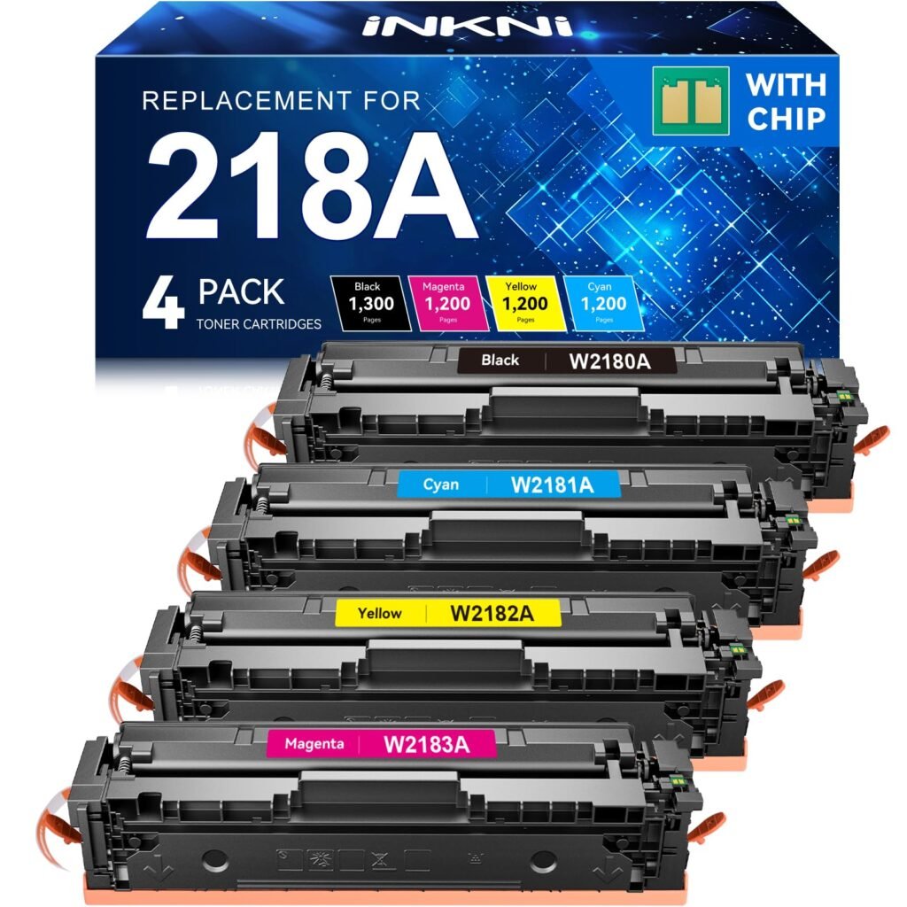 218A Toner Cartridges 4 Pack (with Chip) 3301fdw Replacement for HP 218A 218X Work for HP Color Laserjet Pro MFP 3301fdw 3201dw 3301sdw 3301cdw Printer High Yield Ink W2180A W2180X (4 Pack, B/C/Y/M)