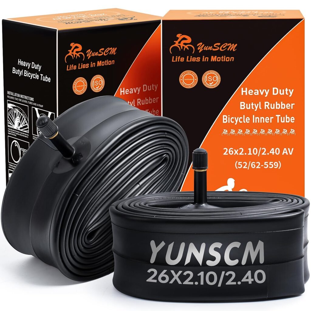 2-PCS 26" Heavy Duty Bike Tubes 26X2.10/2.40 AV32mm Schrader Valve (52/62-559) Bicycle Tubes Compatible with 26 X 2.10 26 X 2.125 26X2.20 26X2.25 26X2.30 26x2.35 26X2.40 Bike Bicycle Tire Tubes