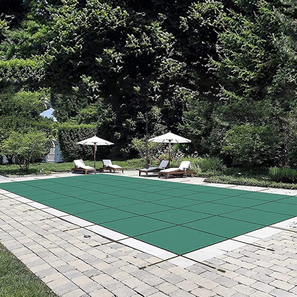 VEVOR Pool Safety Cover, 16 ft x 36 ft Rectangular Winter Inground Pool Cover, Triple Stitched, High Strength Mesh PP Material, Good Rain Permeability, Installation Hardware Included