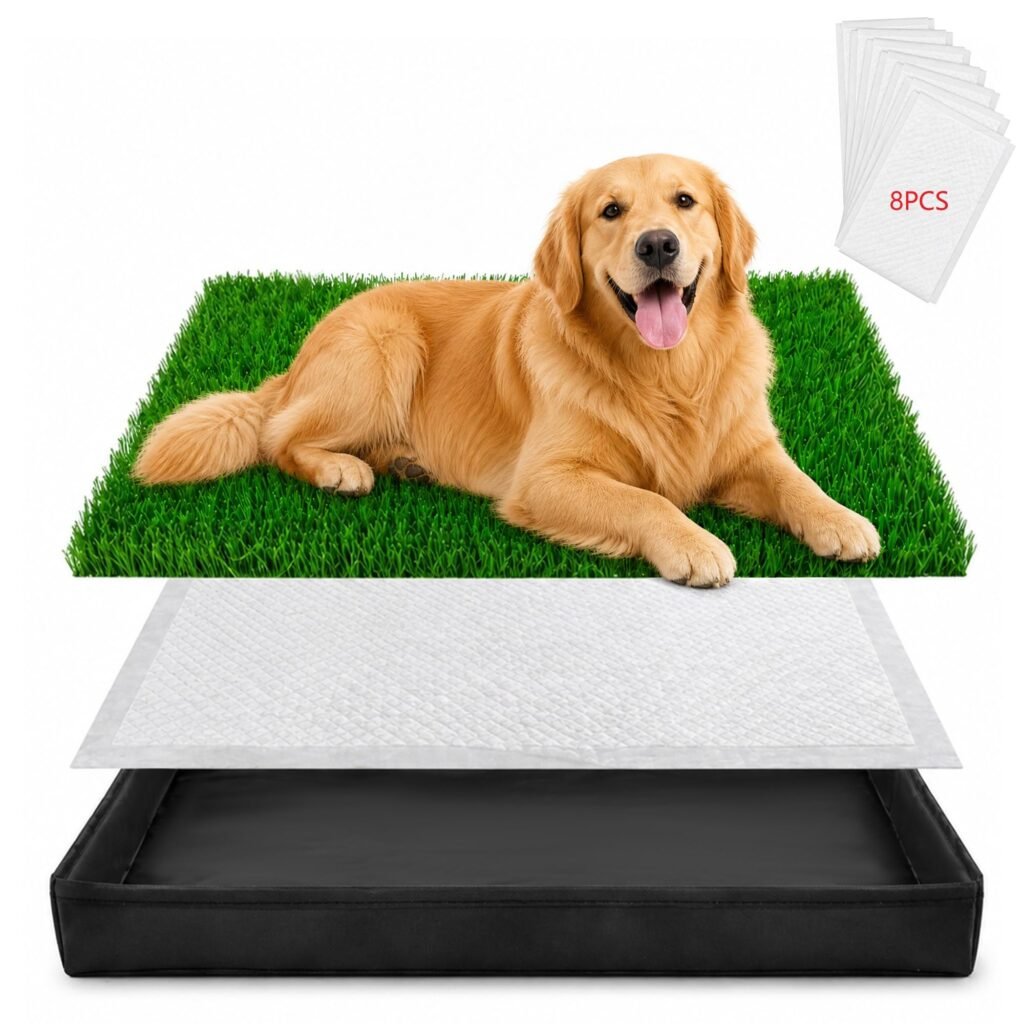 Dorblely Dog Grass Pad with Tray - 32"x22" - Black