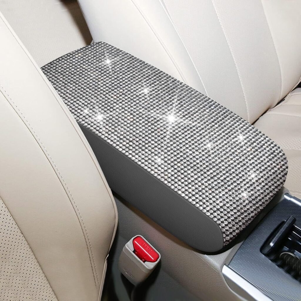 AOMSAZTO Bling Crystal Diamond Armrest Covers for 2013-2018 Nisaan Altima Leather Console Covers