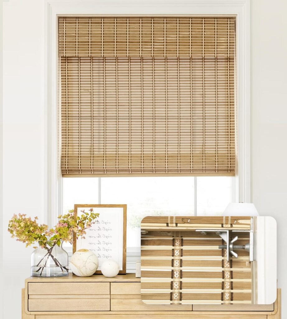 LazBlinds Cordless Bamboo Roman Shades, 43" W x 64" H