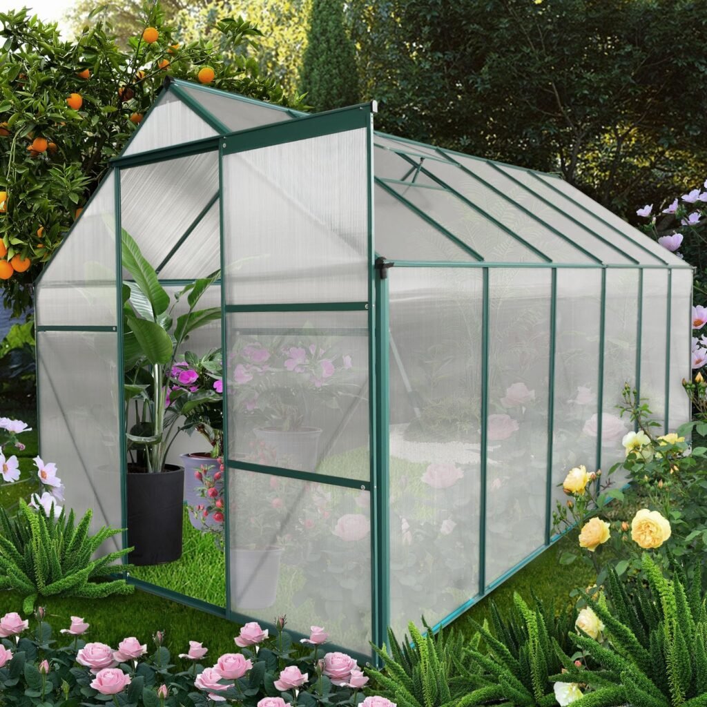 CuisinSmart 6x12 FT Polycarbonate Greenhouse, Heavy Duty Green Houses Outdoor Aluminum Greenhouses