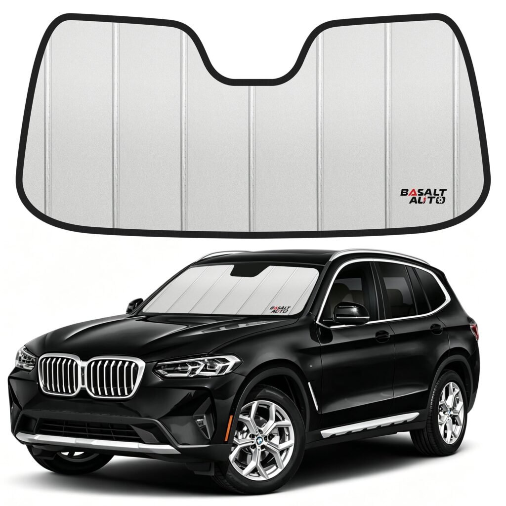 BasaltAuto Windshield Sun Shade for 2018-2024 BMW X3 - Silver