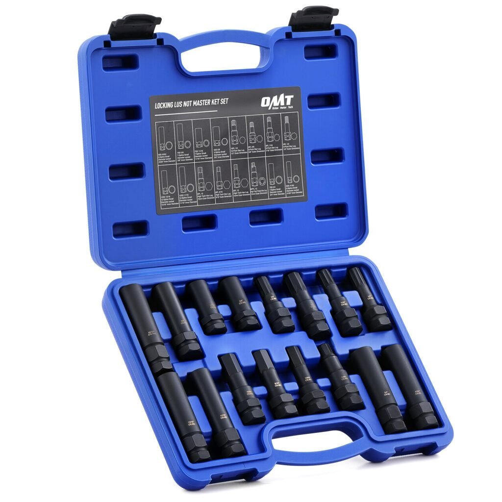 Orion Motor Tech 16pc Locking Lug Nut Master Key Set, SAE & Metric Wheel Lock Removal Kit for