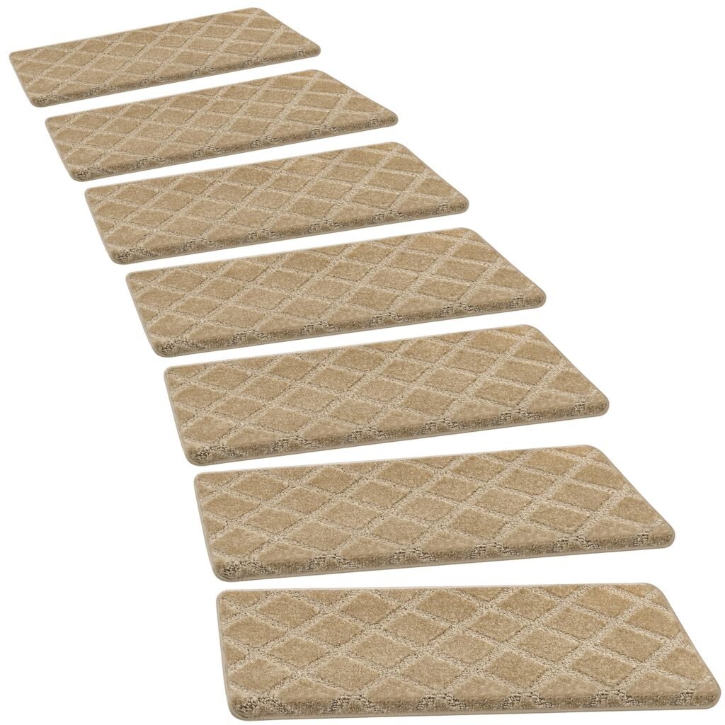 PURE ERA Bullnose Carpet Stair Treads for Wooden Steps Indoor 14 Pcs
