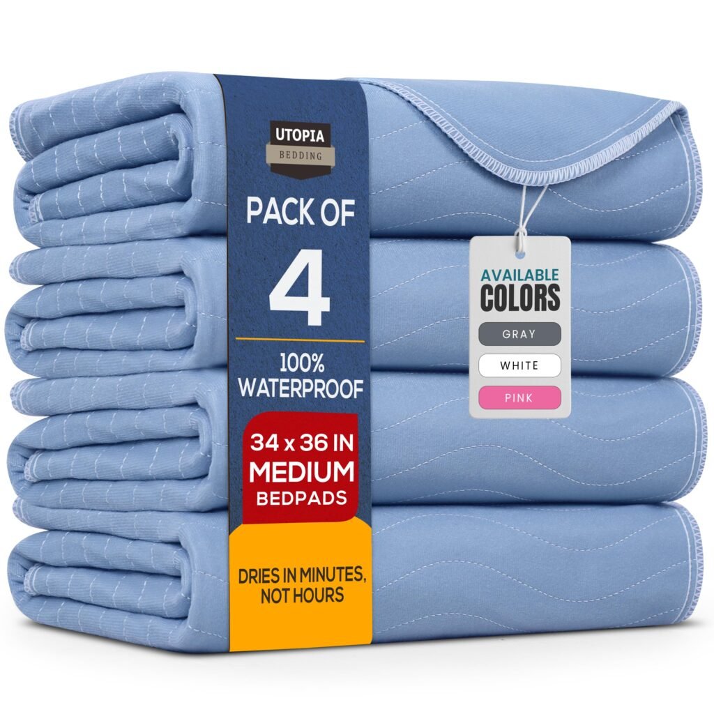 Utopia Bedding Washable Underpads 34" x 36" (Pack of 4), Waterproof Reusable Heavy Absorbency