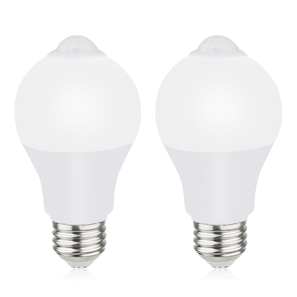 GREENIC Motion Sensor LED Light Bulbs, 9W Daylight (2 Pack)