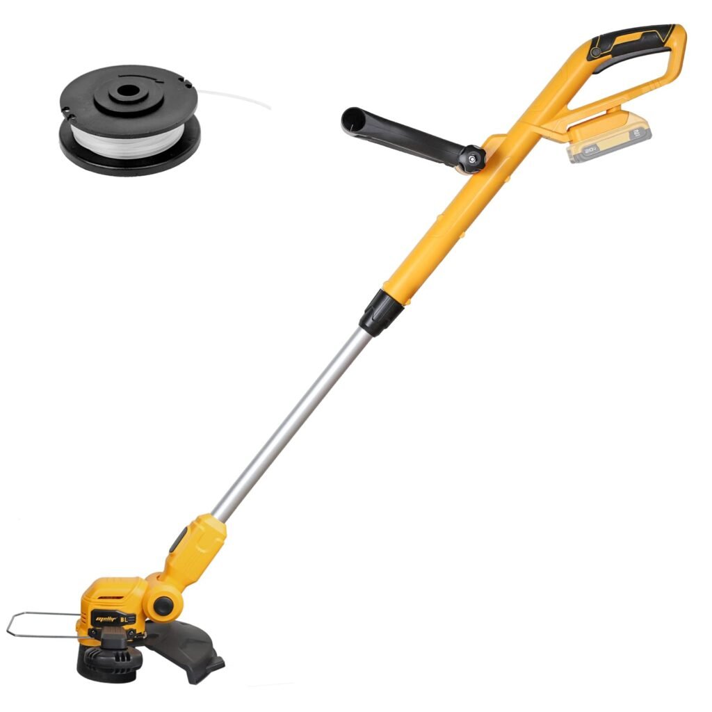 **Good Used/Missing Battery**Cordless String Trimmer & Edger for Dewalt 20V Max Battery, Mellif Electric Weed Eater Brushless Weed Wacker w/ 10.2’’ Blade & Auto Line Feed & Safety Lock & Telescopic Shaft (Battery NOT Included)