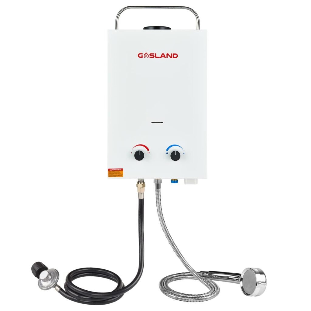 Propane Portable Water Heater, GASLAND Outdoors BS158 1.58GPM 6L Tankless Gas Water Heater, On Demand Hot Water Heater, RV Camping Water Heater, Overheating Protection, Easy to Install 1.58 GPM/6L