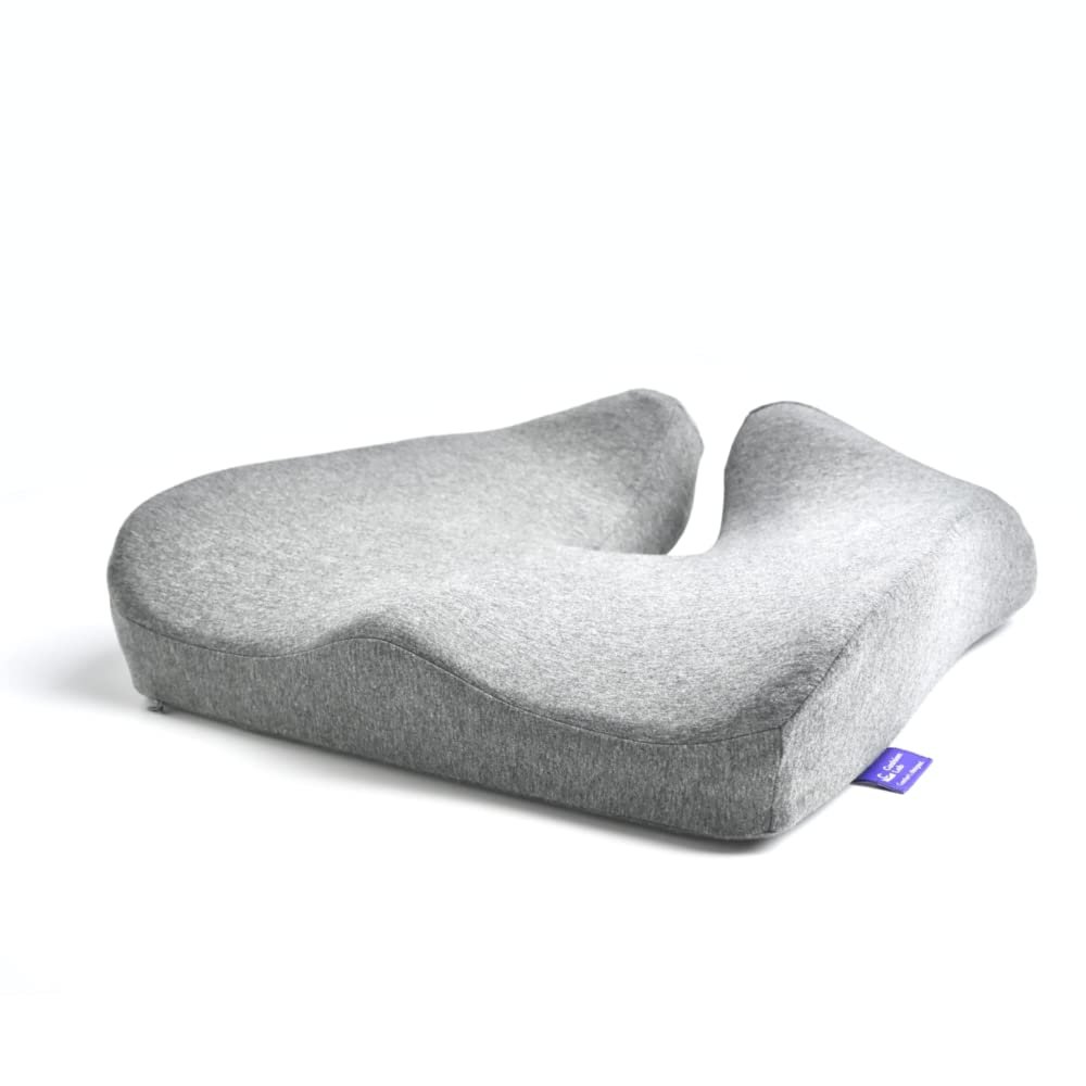 Cushion Lab Patented Pressure Relief Seat Cushion for Long Sitting Hours on Office/Home Chair, Car, Wheelchair - Extra-Dense Memory Foam for Hip, Tailbone, Coccyx, Sciatica - Light Grey Gray