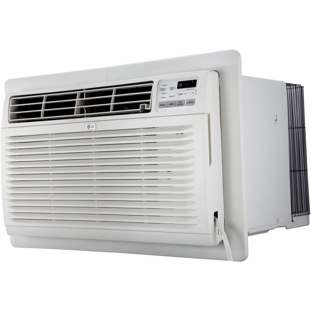 LG 9,800 BTU Through-the-Wall Air Conditioner, Cools 450 Sq.Ft. (18' x 25' Room Size), Electronic Control with Remote, 2 Cooling & Fan Speeds, 4-Way Air Deflection, Auto Restart, 230/208V White 10000 BTU