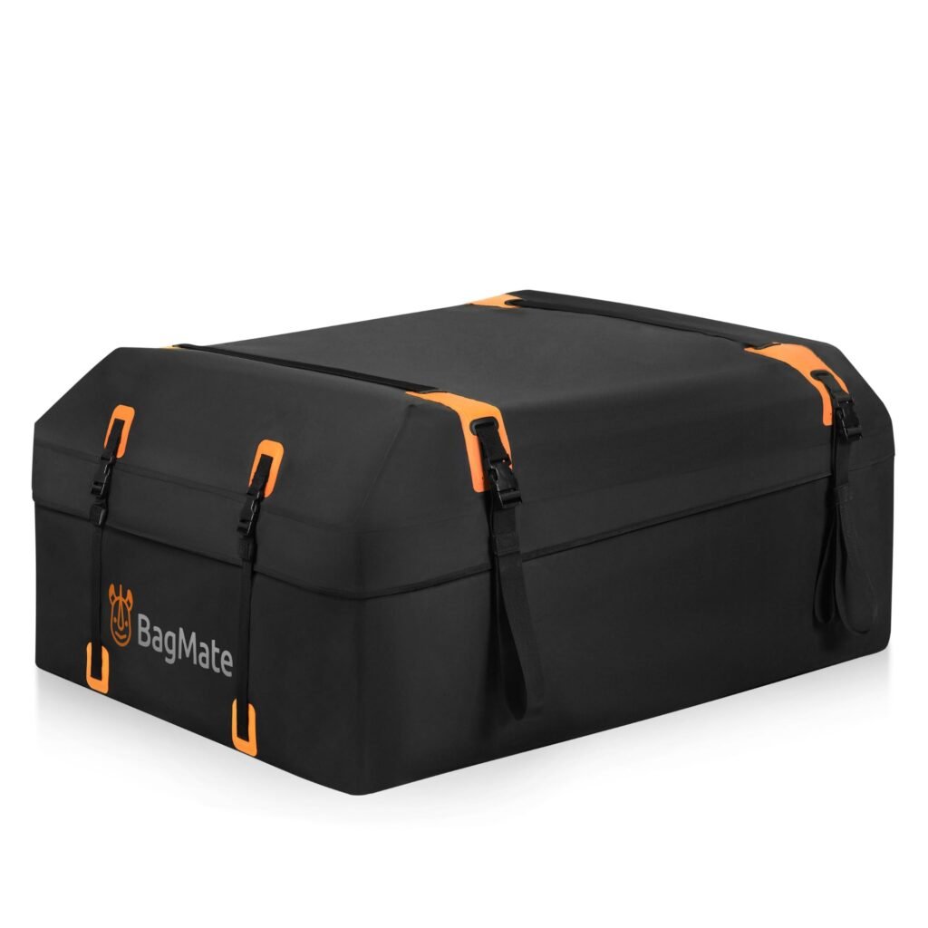 Waterproof Car Roof Bag - Car Rooftop Cargo Carrier Bag – 19 Cubic Ft Roof Rack Cargo Carrier, includes Anti-Slip Mat, 4 Door Hooks, Reinforced Zipper/Buckle, with or without Rack 540 L (19 Cu. Ft)