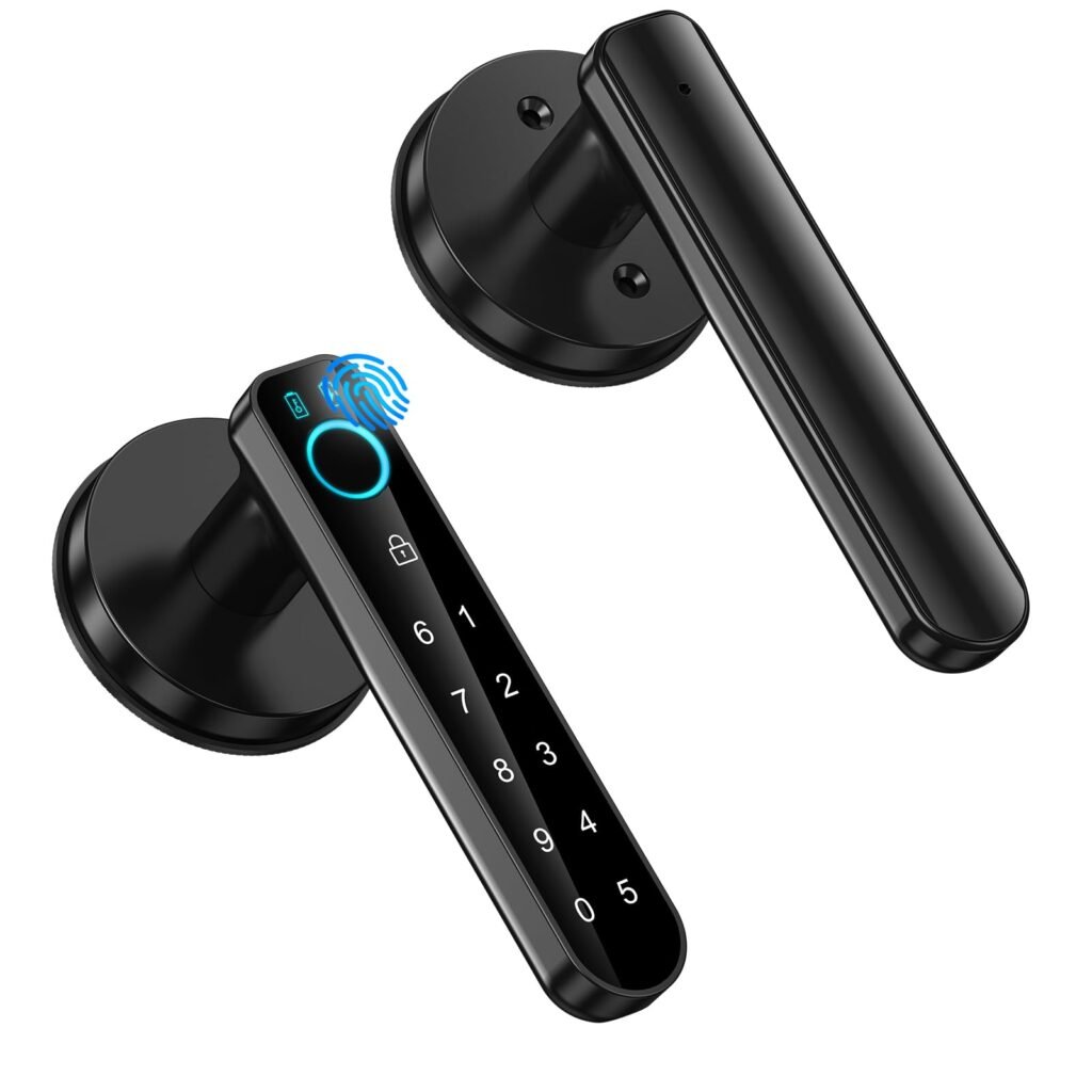 Fingerprint Door Lock, Smart Door knob,biometric Door Lock?with passcode keypad keyless Entry Door Handle?for Bedroom Home Hotel Office Apartment Blac