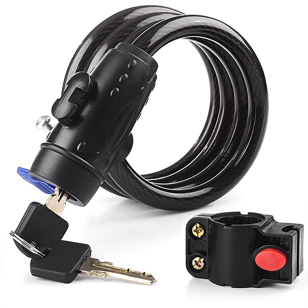 Bike Lock, [4ft/1.2m] Diyife Bike Locks Cable, Outdoor Anti-Theft Bicycle Lock with 2 Keys, Weatherproof Heavy Duty Bicycle Lock with Mounting Bracket Fits Bike, Motorcycle, Scooter Keyed Type