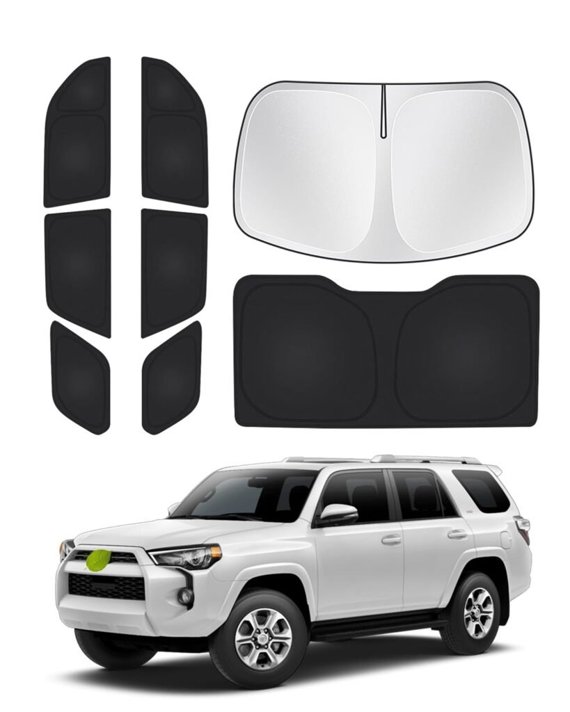 Canvcle Toyota 4Runner Side Window Sunshades - 2010-2024 Black 8-Piece Set