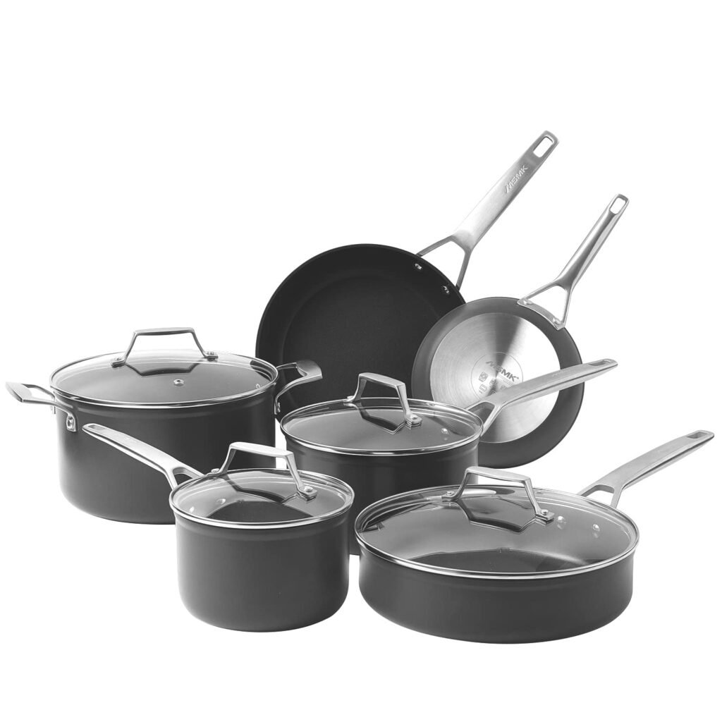 MSMK 10-Piece Nonstick Cookware Pots and Pans Set, Heat Evenly, Burnt also Non stick, Induction, Scratch-resistant, Cleaned Easily, Dishwasher Safe PFOA-Free Cooking Pan Sets cookware set (10 piece)
***Missing largest sauce pan***