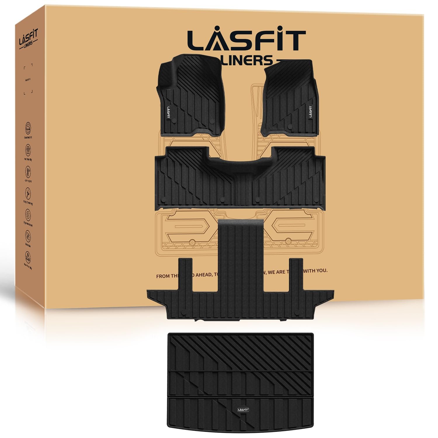 LASFIT Floor Mats for Chevy Suburban/Yukon XL/Escalade ESV 2021-2027