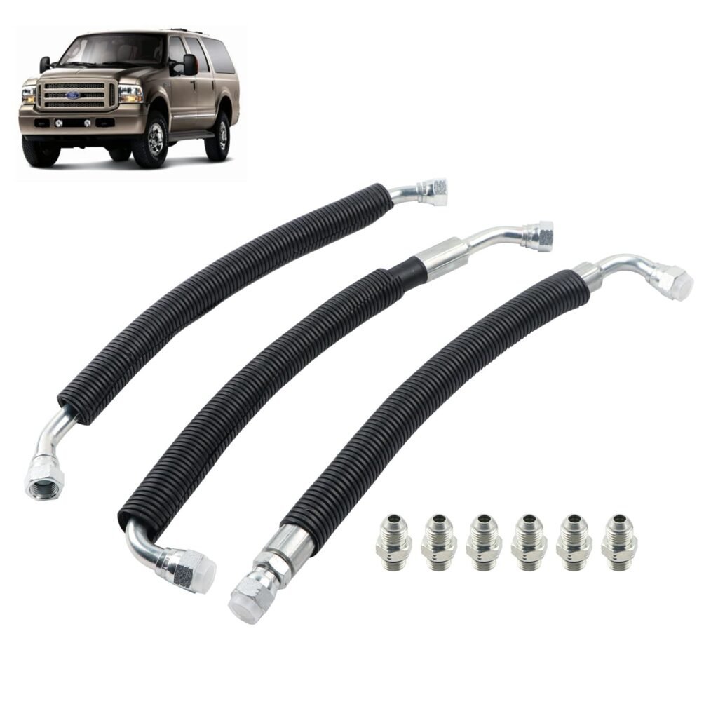 MUCO High Pressure Oil Pump HPOP Lines Hoses with Crossover Kit Fit for Excursion F250 F350 F450 F550 Super Duty 7.3L P-ow-er str-oke Turbocharged Engine 1999-2003 Replace 904-197 904-196 904-198