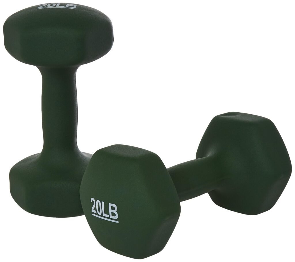 Amazon Basics Neoprene Coated Hexagon Workout Dumbbell Hand Weight 20 Pound, Pair