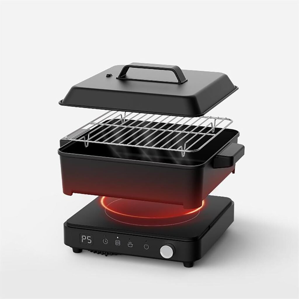 Portable Induction Cooktop, 1500W Induction Cooktop with 6 Temperature 8 Power Settings, 99 Minutes Timer, Including 8L Cast Iron Cooking Pot and Cast Iron Pan