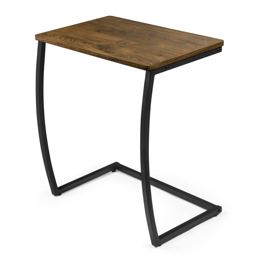 SRIWATANA Side Table, End Table, Vintage C-Shaped Couch Table for Sofa Laptop Coffee Snack, Walnut 1.walnut