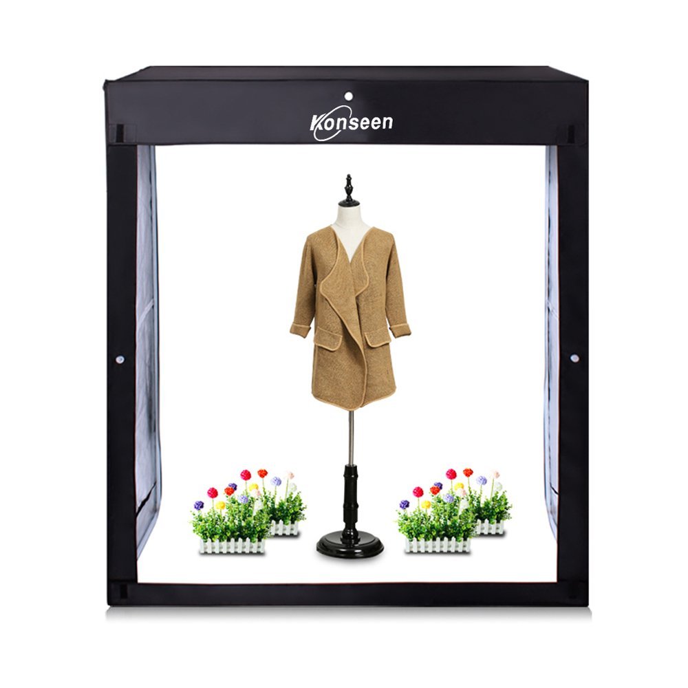 Professional 47"x20"x55" Photo LED Large Cube Shooting Tents Photography Continuous Lighting Flashery Video Studio Dimmable Lightbox Softbox with 3 Colors PVC Backdrops and Carrying Bag 47x20x55inch