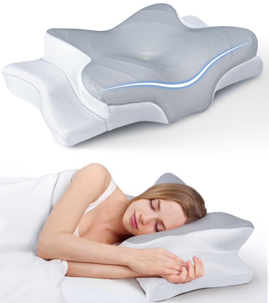 Ultra Pain Relief Cooling Pillow for Neck Support, Adjustable Cervical Pillow Cozy Sleeping, Odorless Ergonomic Contour Memory Foam Pillows, Orthopedic Bed Pillow for Side Back Stomach Sleeper Dark Grey Queen