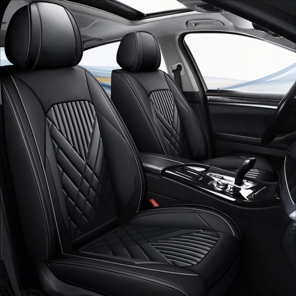 TTX LIGHTING 2PCS Car Seat Covers Front Seat Fit for Nissan Maxima 2011-2023 Automotive Seat Cover Protector Waterproof Faux Leather Seat Covers Cushion with Airbag Compatible(Black)