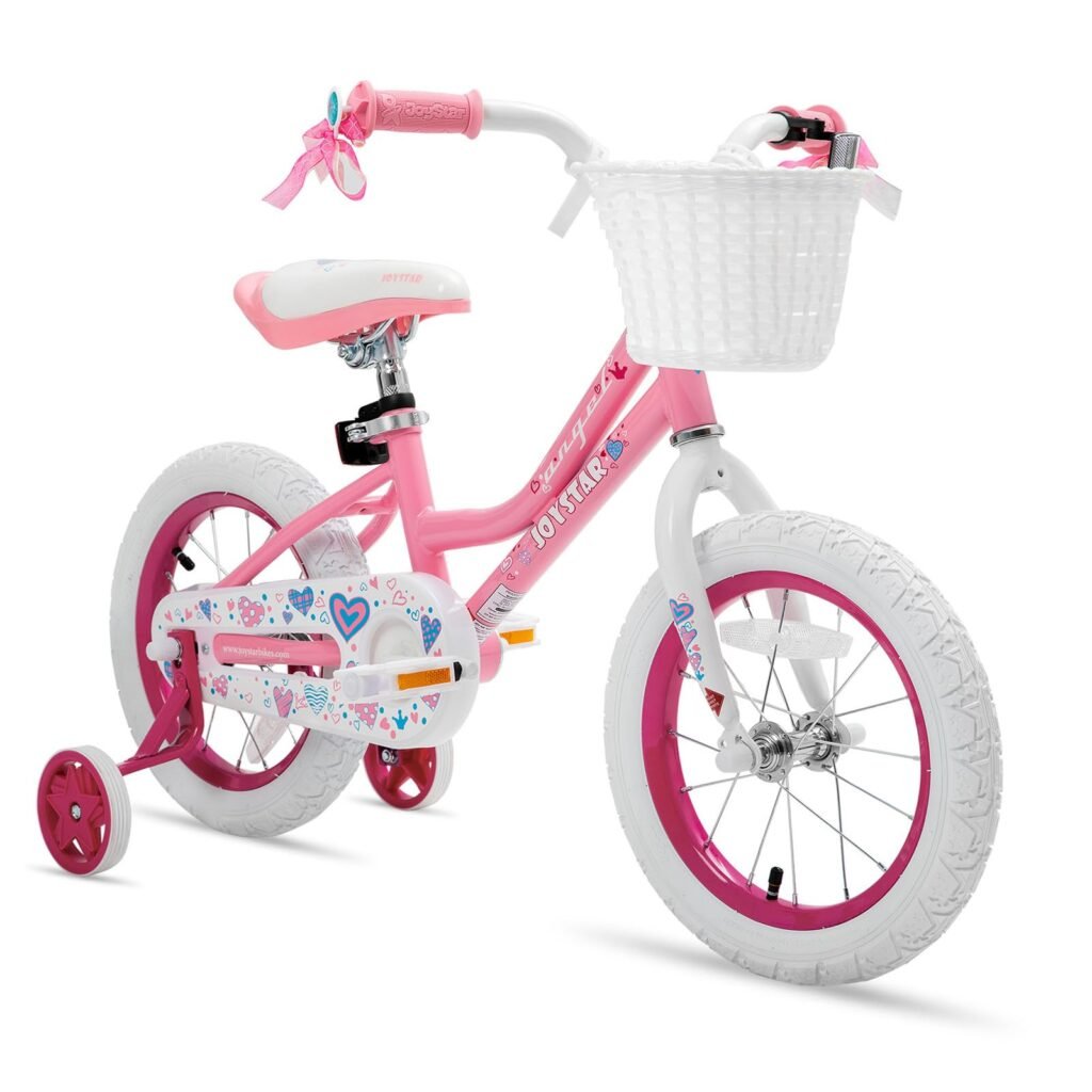 JOYSTAR Angel Girls Bike for Toddlers and Kids Ages 2-9 Years Old, 18 Inch Kids Bike with Training Wheels & Basket, 18 in Girl Bicycle with Handbrake & Kickstand Angel-pink 14 Inch with Training Wheels ** no hard ware incuded**