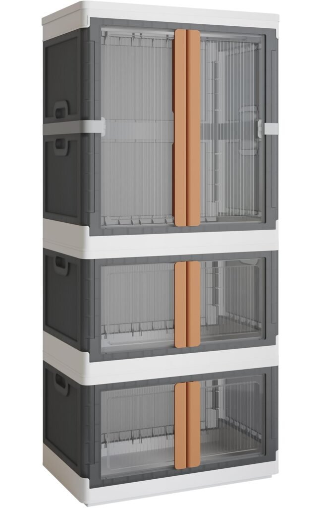 NETEL Organizers and Storage - Home Organizer with Lid and Door, Dorm Room Essentials, 79.6 Gallon Collapsible Stackable Combination Storage Box, Wardrobe Organizer (2 Pack 19 Gal,1 Pack 39.6 Gal)
