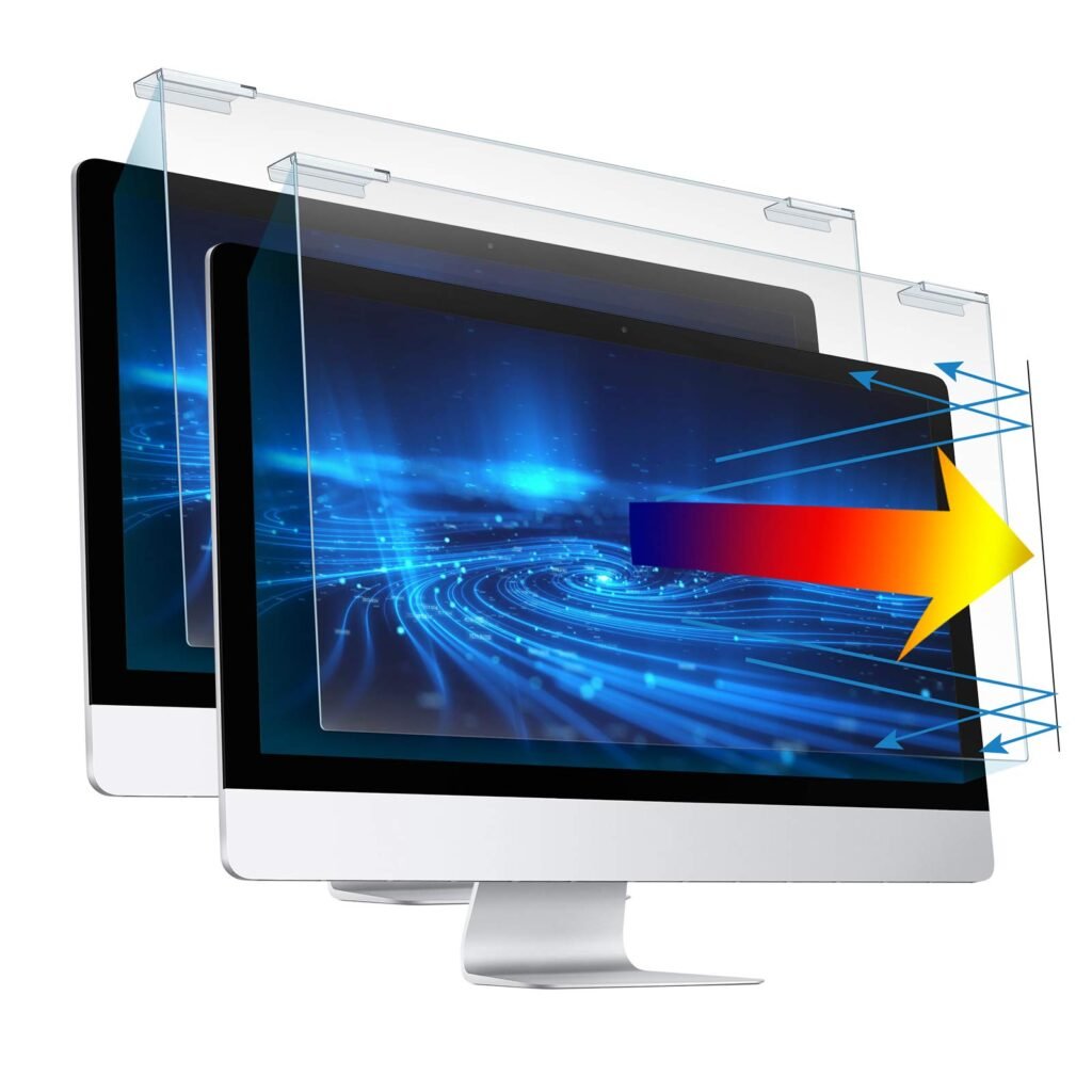 ** one screen is broken ** Blue Light Screen Protector for 23, 23.6, 23.8, 24 Inch 16:9 Diagonal LED PC Monitor, Scratch-Resistant Computer Screen Blue Light Blocker, Blue Light Filter Hanging Type, 2 Pack 24 inch 2 pack