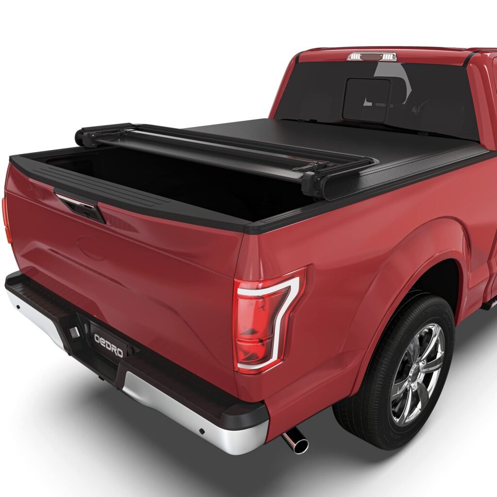 OEDRO Quad Fold Tonneau Cover Soft Four Fold Truck Bed Covers Compatible with 2015-2024 Ford F-150 F150, Styleside 6.5 Feet Bed 6.5ft Bed Soft Quadfold 2015-2024