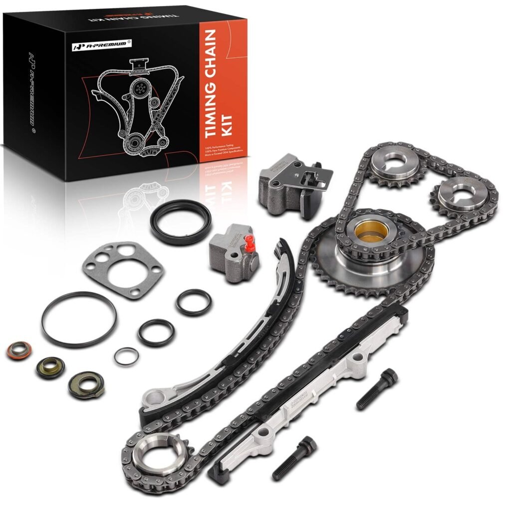 A-Premium Engine Timing Chain Kit W/Guide Rail & Idler Sprocket & & Tensioner More [fits DOHC, 4Cyl 2.4L, KA24DE] Compatible with Nissan Altima 1998-2001, Frontier 1998-2004, Xterra 2001-2004
