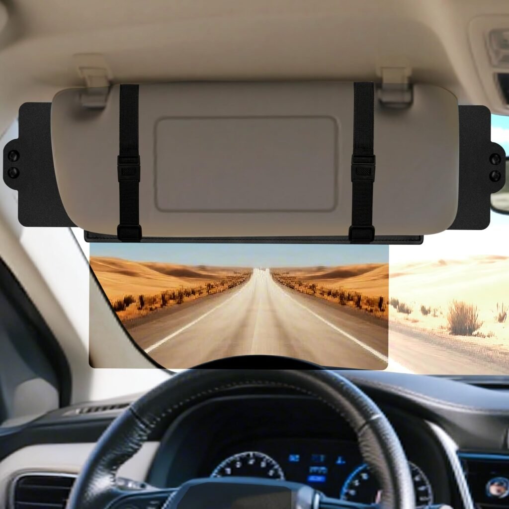 Sun Visor Extender for Car, Visor Extender Sun Blocker, Sun Visor Extender with Anti-Glare Lens Blocks UV & Sunlight, Adjustable Car Sun Visor for Safe Driving (1 Pack)