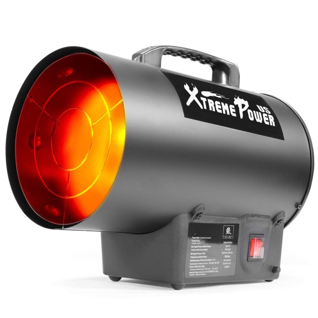 XtremepowerUS 50,000 BTU Forced Air Propane Heater Heat up to 1500sq ft Portable Heater for Garage, Jobsite, and Construction Sites