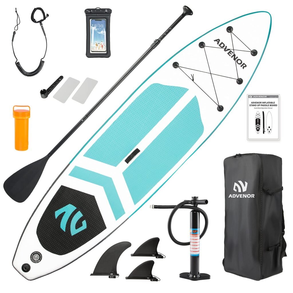 ADVENOR Paddle Board 11'x33 x6 Extra Wide Inflatable Stand Up Paddle Board with SUP Accessories Including Adjustable Paddle,Backpack,Waterproof Bag,Leash,and Hand Pump,Repair Kit Green