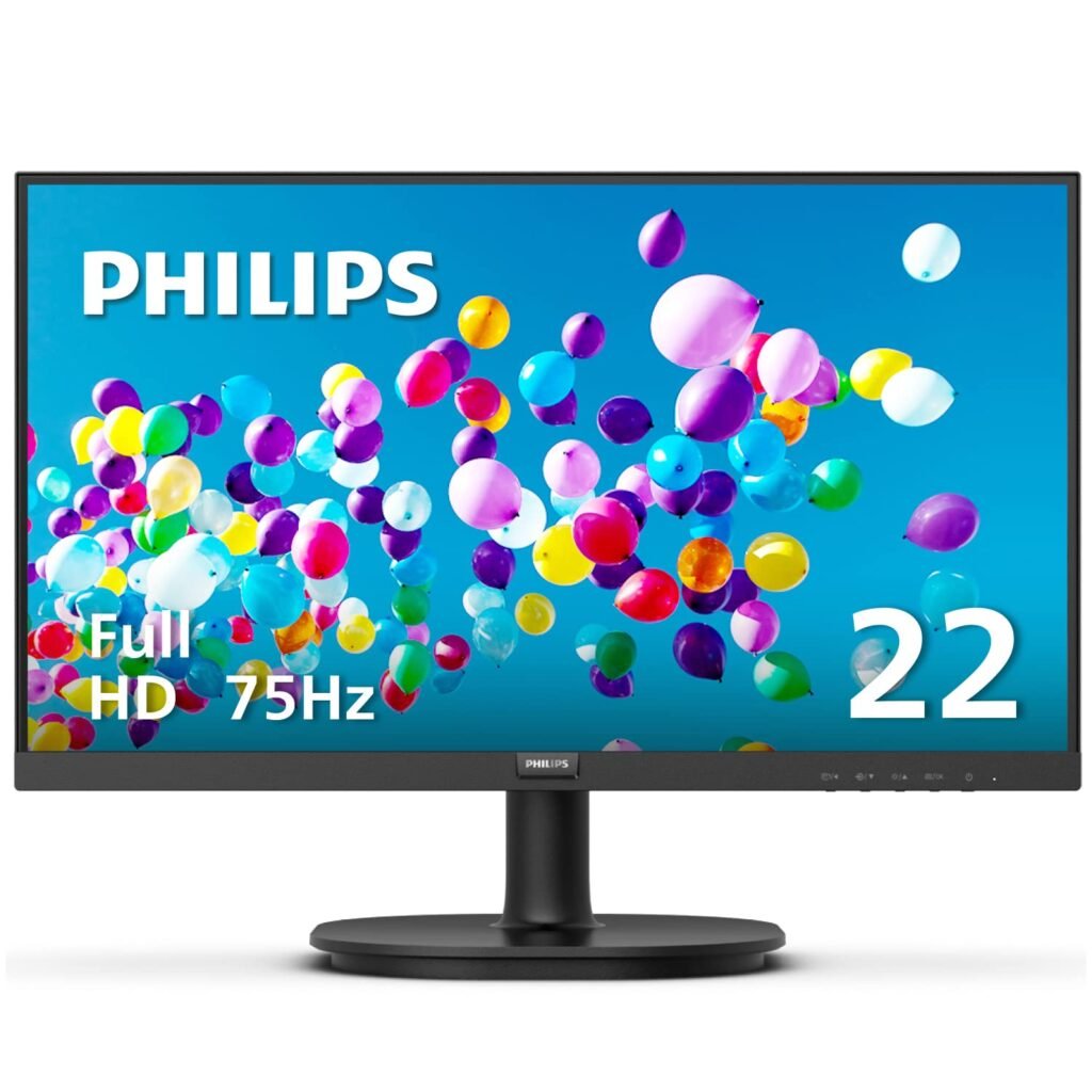 PHILIPS Computer Monitors 22 inch Class Thin Full HD (1920 x 1080) 75Hz Monitor, VESA, HDMI & VGA Port, 4 Year Advance Replacement Warranty, 221V8LN 22" Class Full HD | VA
