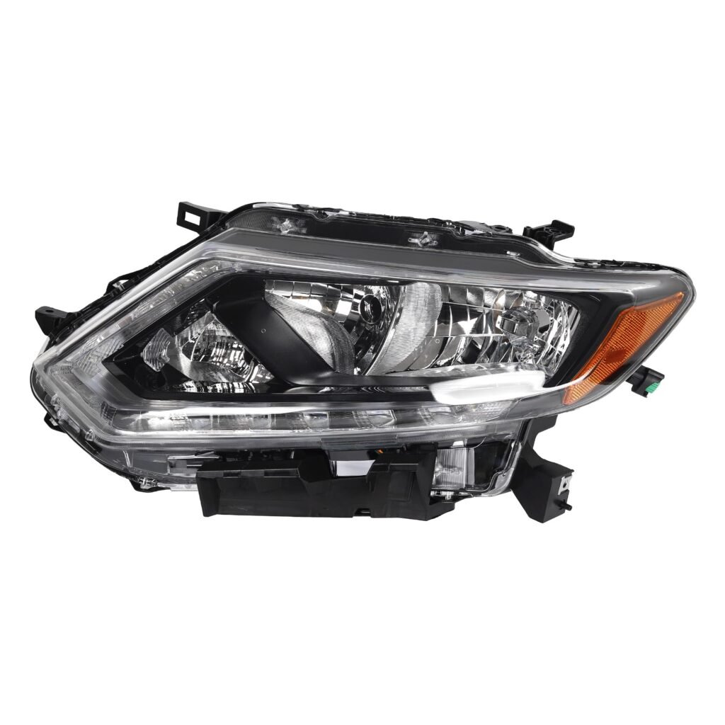 Dasbecan Halogen Headlight Compatible With 2014-2016 Nissan Rogue left driver side Headlight Assembly With LED DRL Strip Replaces# 260604BA0A 260604BA2A NI2502226 Left LED DRL