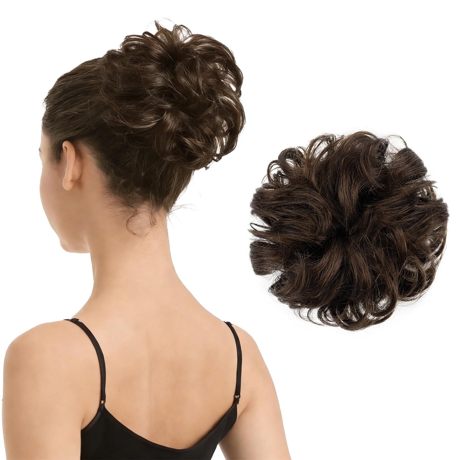 BARSDAR Human Hair Bun Extension - Brown