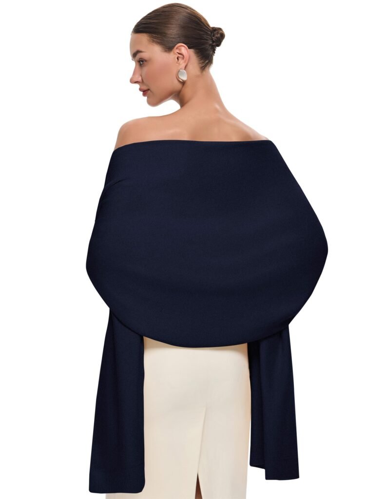 PULI Women's Pashmina Shawl Wrap - 79" x 26" - Dark Slate Blue