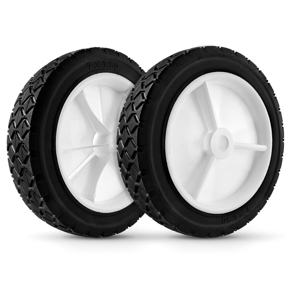 7 Inch Wheels Replaces for Oregon 72-107, 2 Pack Universal Wheels Tires Compatible with Craftsman JD Lawnmower Edger, BBQ Grills, Radio Flyer Wagon, Hand Truck, Utility Cart, Snowblower