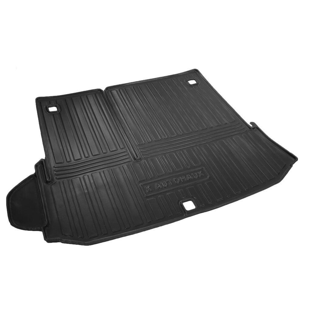 X AUTOHAUX Trunk Mat for Toyota Highlander 2020-2022 7 Seats 58409-0E070-C0 Rear Cargo Liner Custom Fit TPE Trunk Floor Mat Waterproof Trunk Tray Carpet 3D Edge Raised Rear Cargo Mat Black